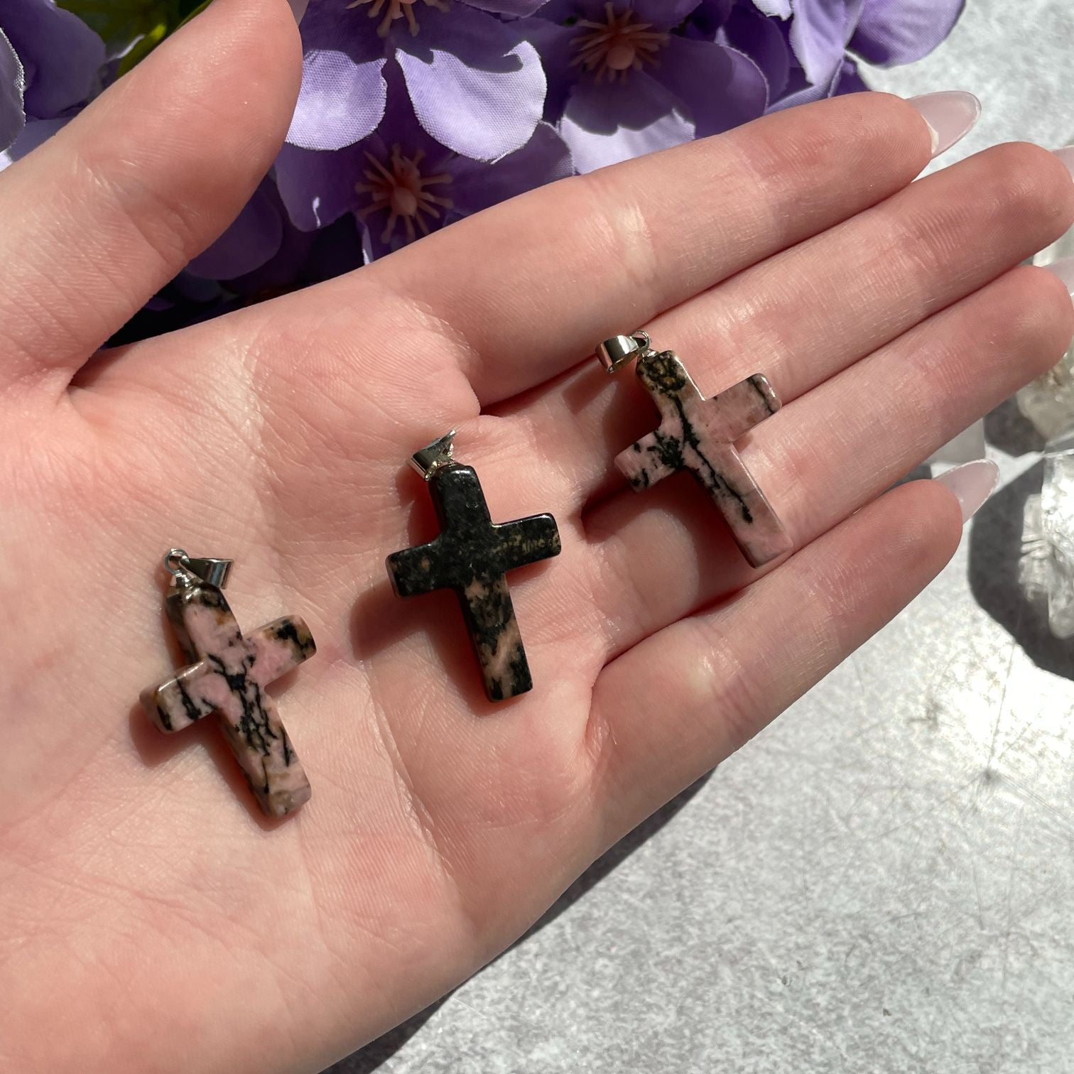 Rhodonite Cross Pendant Rhodonite Cross Pendant